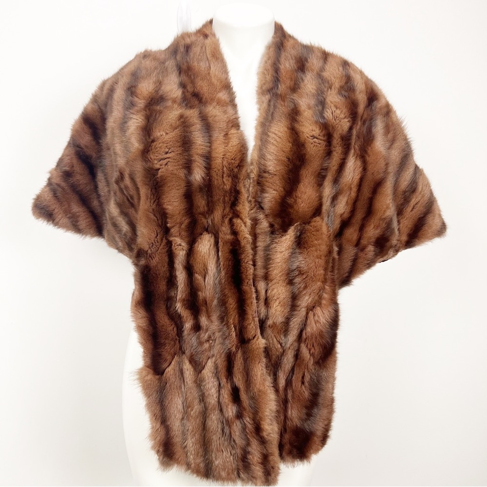 Vintage Brown Fur Wrap Collar Shawl